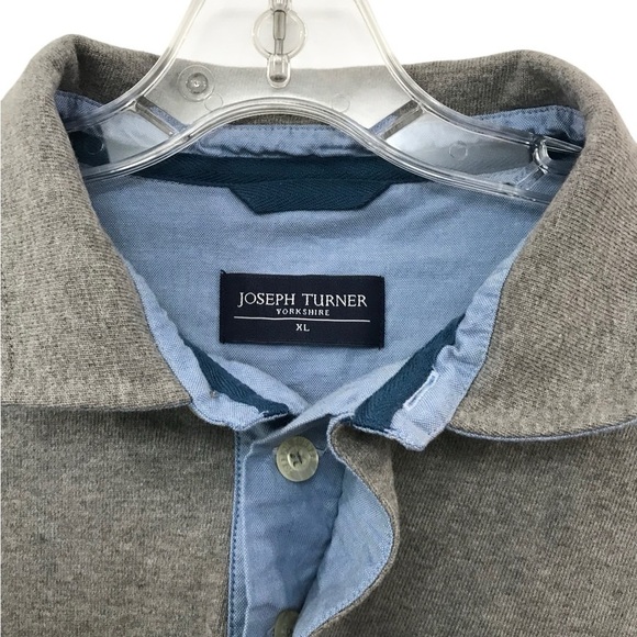 Joseph Turner Gray and Blue Striped Men's Polo Shirt XL Heavy Cotton - Picture 3 of 4